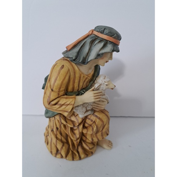 O'WELL Porcelain Kneeling  SHEPHERD with LAMB Replacement  NATIVITY‎ FIGURINE 7" - Picture 5 of 6